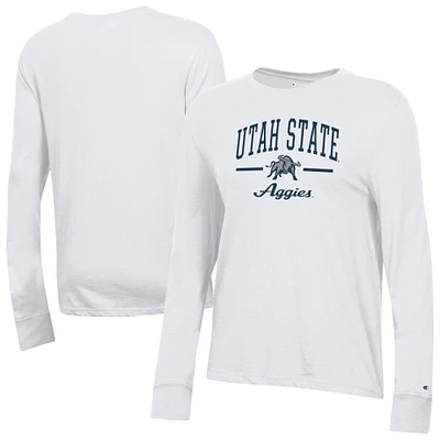 Women's Champion White Utah State Aggies Core Long Sleeve T-Shirt