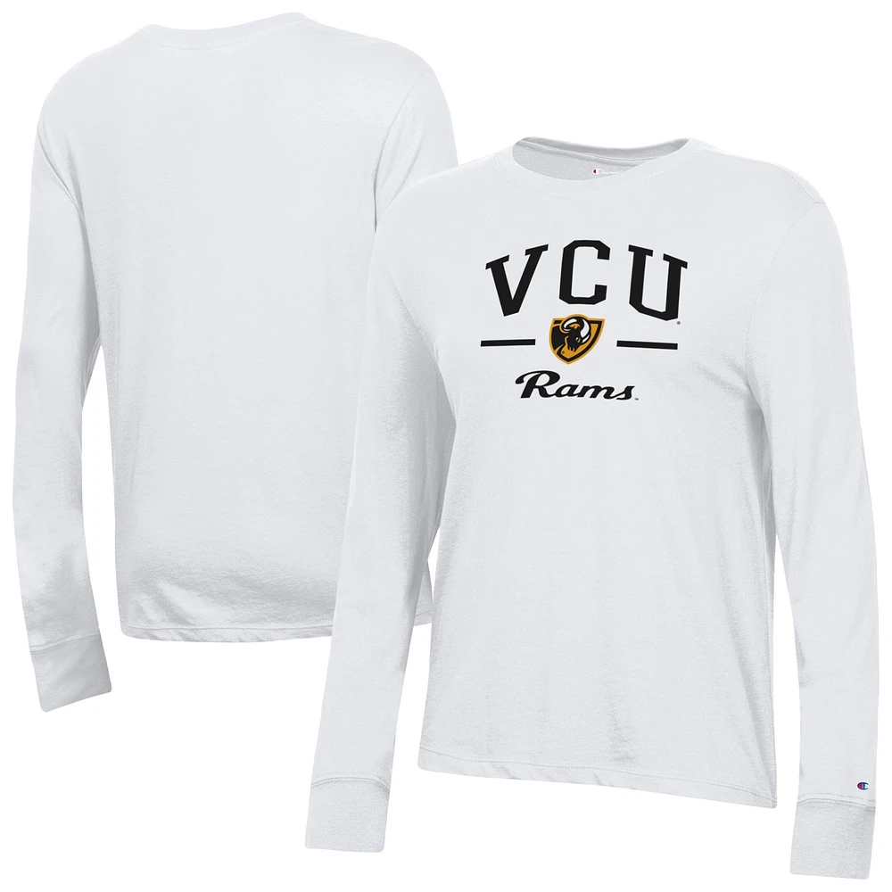 Women's Champion White VCU Rams Core Long Sleeve T-Shirt