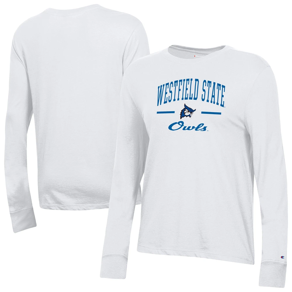 Women's Champion White Westfield State Owls Core Long Sleeve T-Shirt