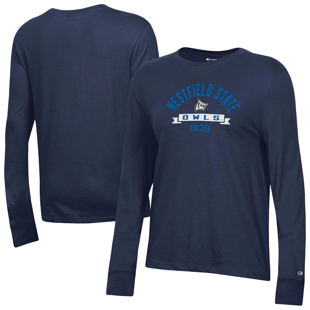 Women's Champion Navy Westfield State Owls Core Long Sleeve T-Shirt