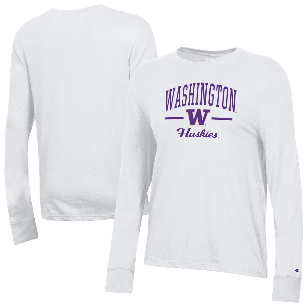 Women's Champion White Washington Huskies Core Long Sleeve T-Shirt