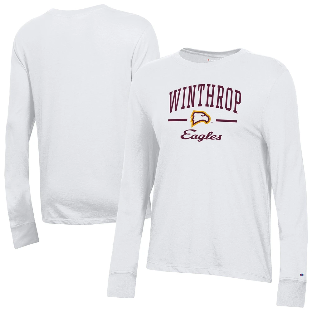 Women's Champion White Winthrop Eagles Core Long Sleeve T-Shirt