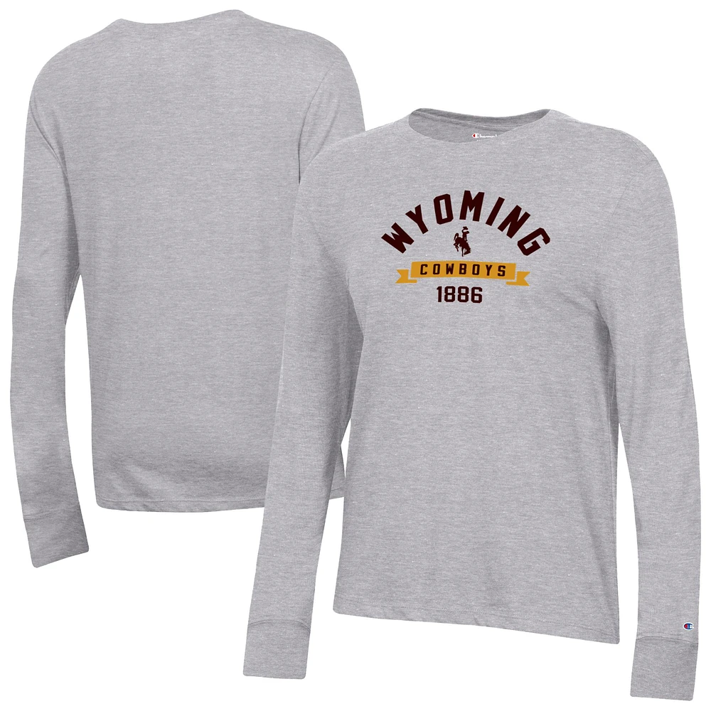 Women's Champion Gray Wyoming Cowboys Core Long Sleeve T-Shirt