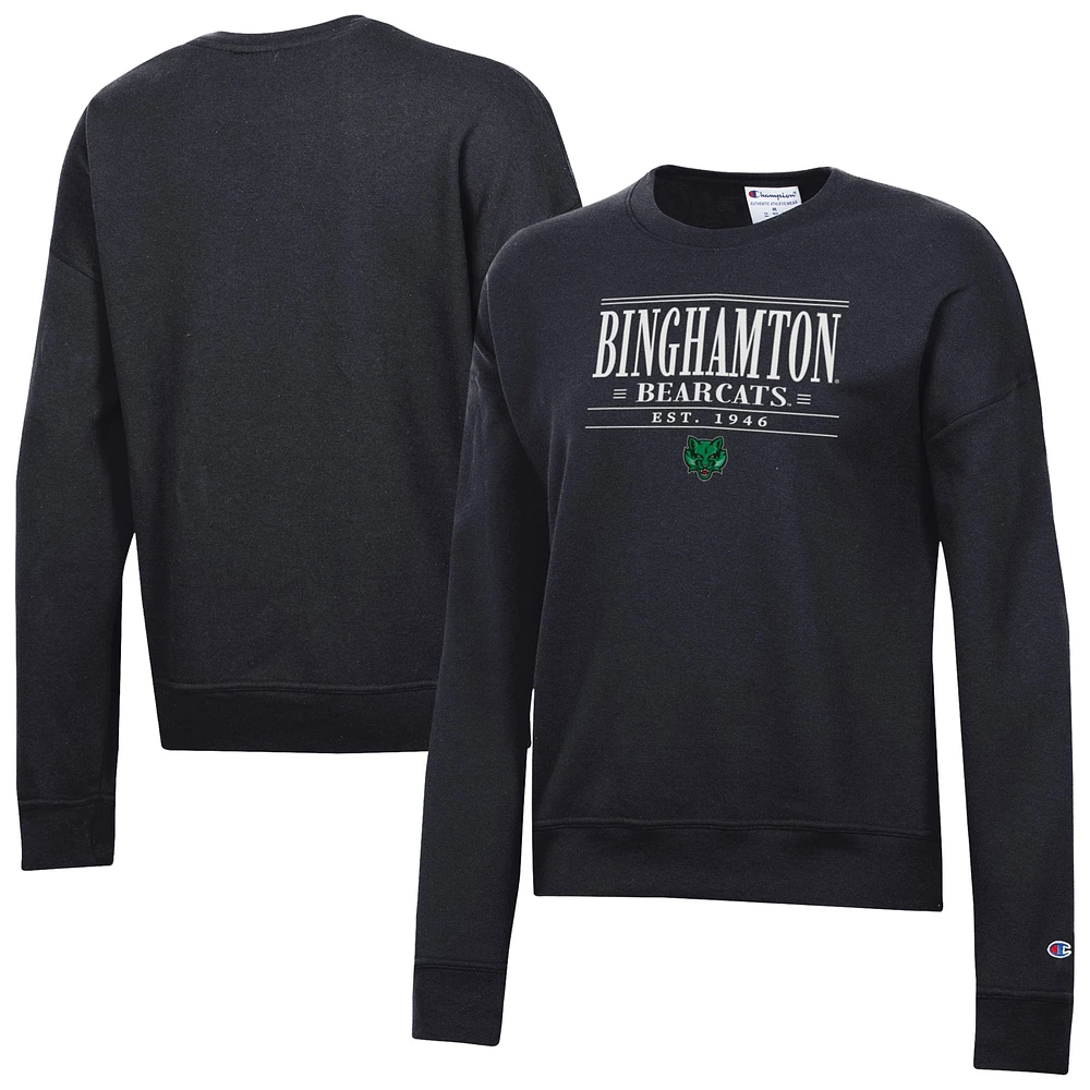 Women's Champion Black Binghamton Bearcats Powerblend Pullover Sweatshirt