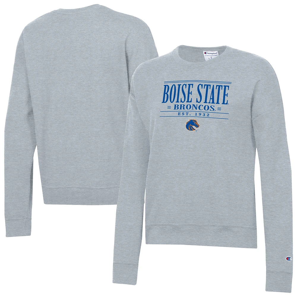 Women's Champion Gray Boise State Broncos Powerblend Pullover Sweatshirt