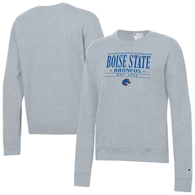 Women's Champion  Gray Boise State Broncos Powerblend Pullover Sweatshirt