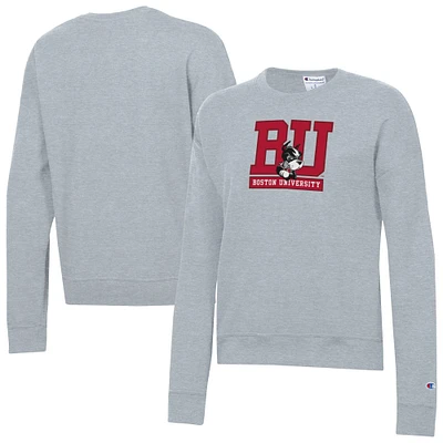 Women's Champion Gray Boston University Powerblend Pullover Sweatshirt