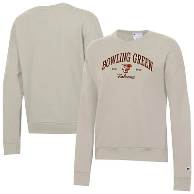 Women's Champion Oatmeal Bowling Green St. Falcons Powerblend Pullover Sweatshirt