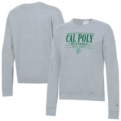 Women's Champion Gray Cal Poly Mustangs Powerblend Pullover Sweatshirt