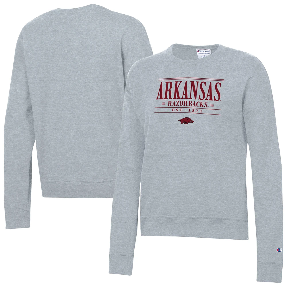 Women's Champion Gray Arkansas Razorbacks Powerblend Pullover Sweatshirt