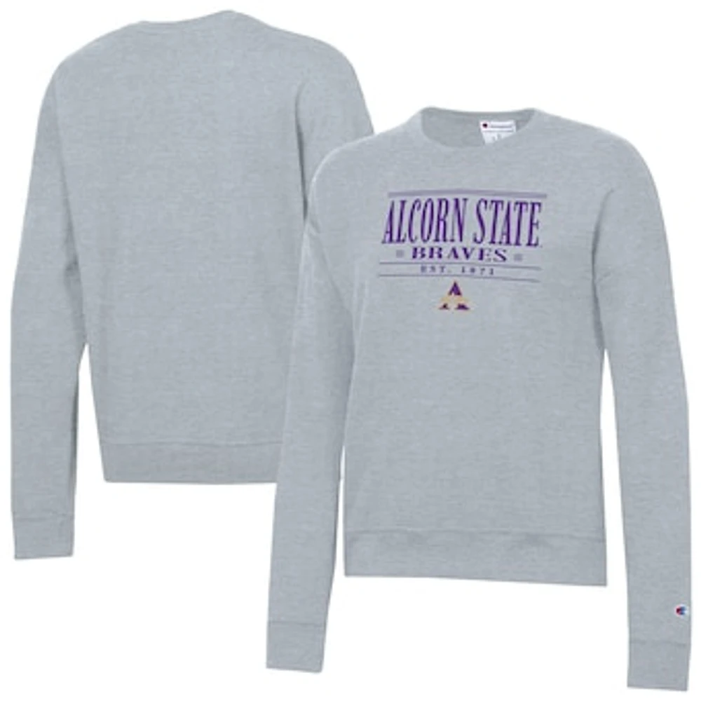 Women's Champion Gray Alcorn State Braves Powerblend Pullover Sweatshirt