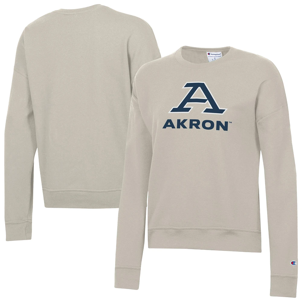 Women's Champion Oatmeal Akron Zips Powerblend Pullover Sweatshirt