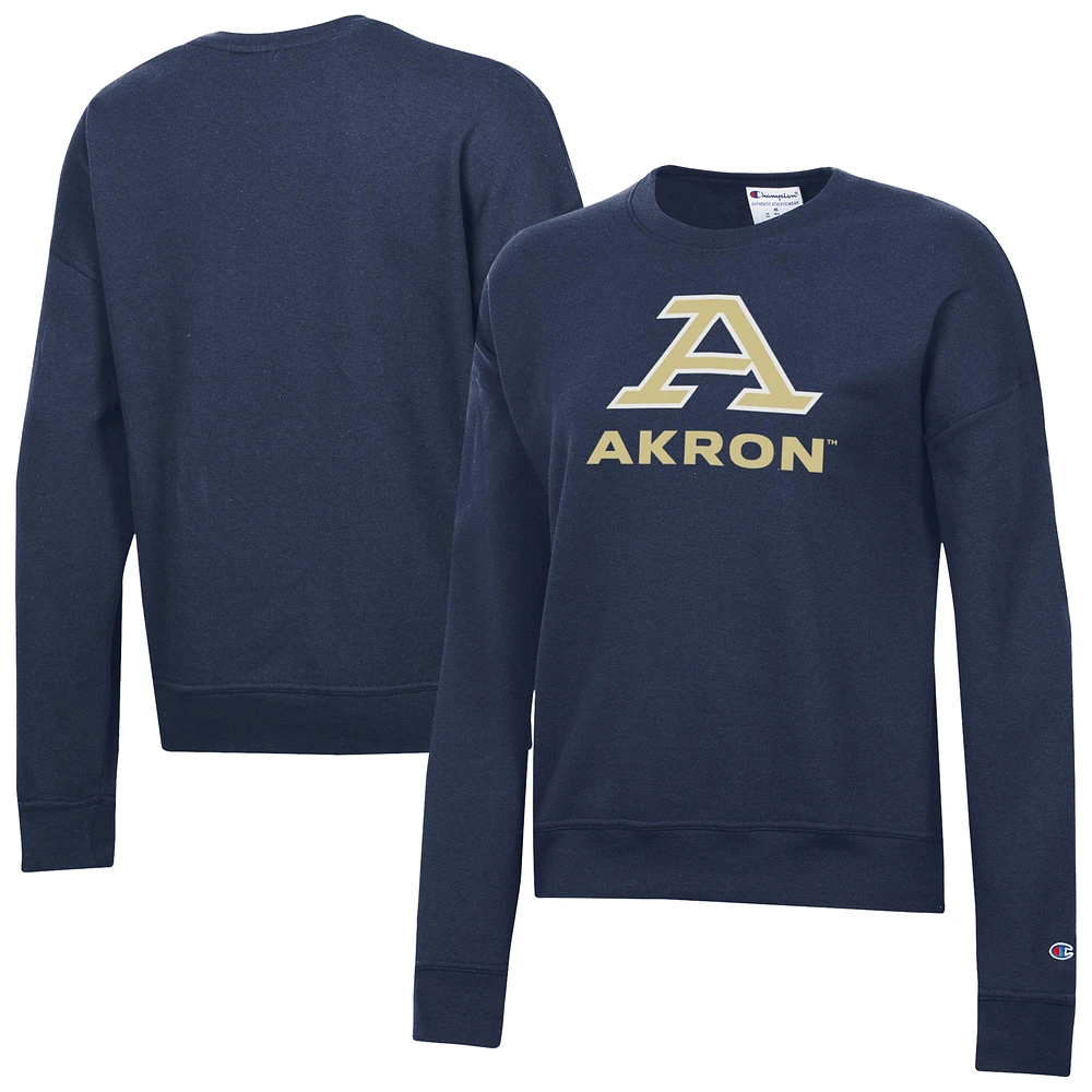 Women's Champion Navy Akron Zips Powerblend Pullover Sweatshirt