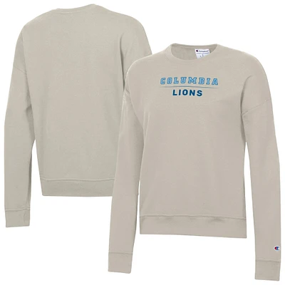 Women's Champion Oatmeal Columbia University Powerblend Pullover Sweatshirt