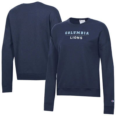 Women's Champion Navy Columbia University Powerblend Pullover Sweatshirt