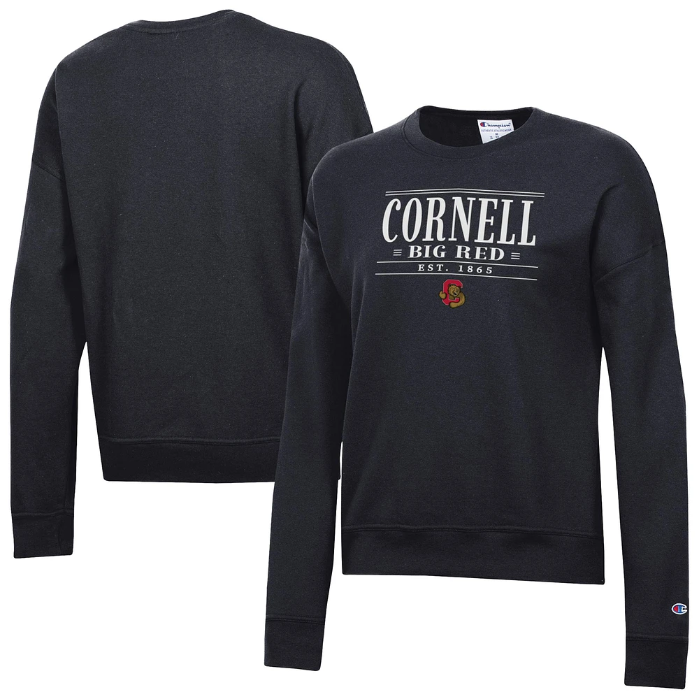 Women's Champion Black Cornell Big Red Powerblend Pullover Sweatshirt