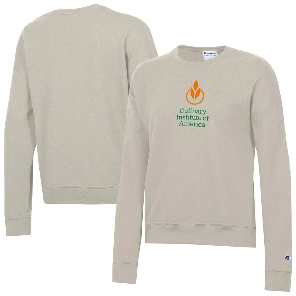 Women's Champion Oatmeal Culinary Institute of America Steels Powerblend Pullover Sweatshirt
