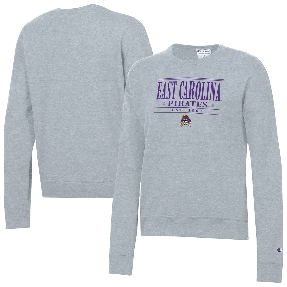 Women's Champion Gray ECU Pirates Powerblend Pullover Sweatshirt