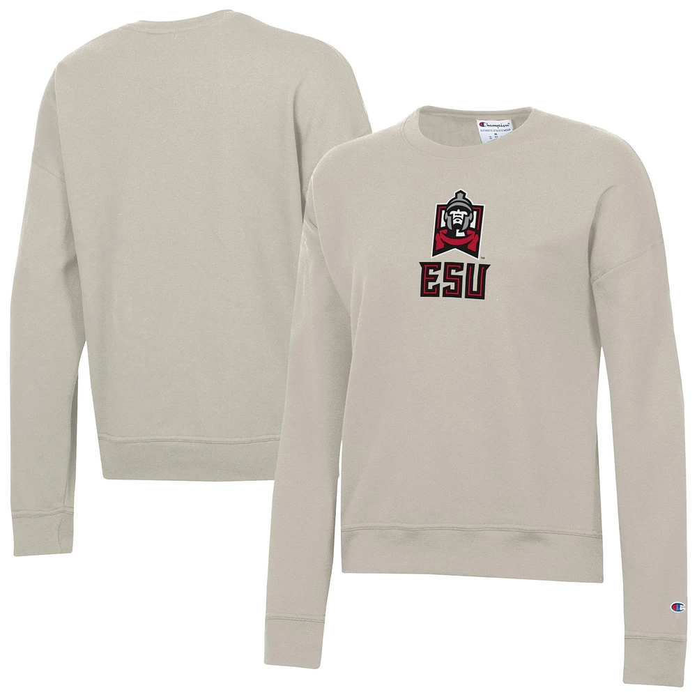 Women's Champion Oatmeal East Stroudsburg Warriors Powerblend Pullover Sweatshirt