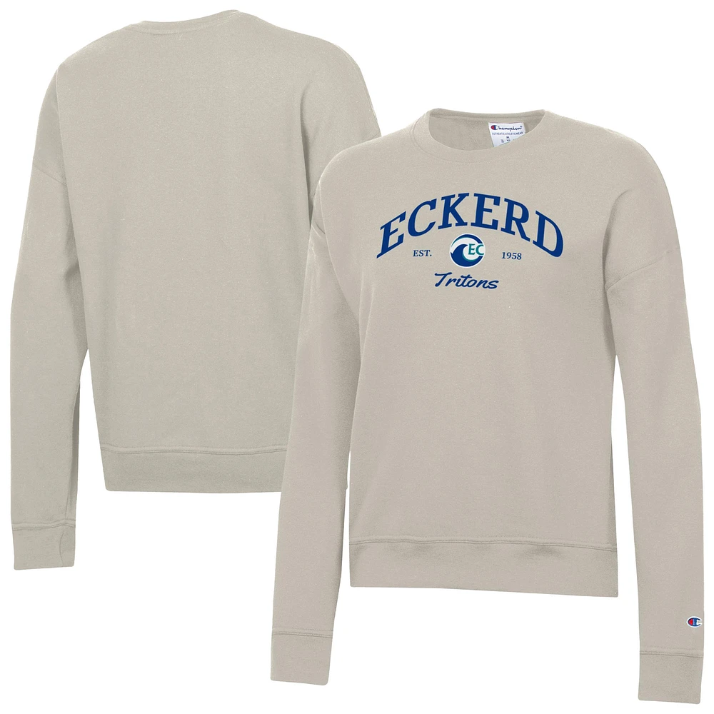 Women's Champion Oatmeal Eckerd Tritons Powerblend Pullover Sweatshirt