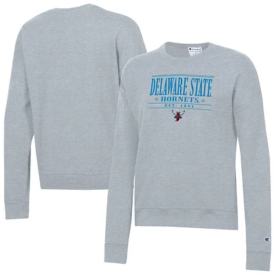 Women's Champion Gray Delaware State Hornets Powerblend Pullover Sweatshirt