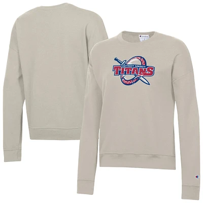 Women's Champion Oatmeal Detroit Mercy Titans Powerblend Pullover Sweatshirt