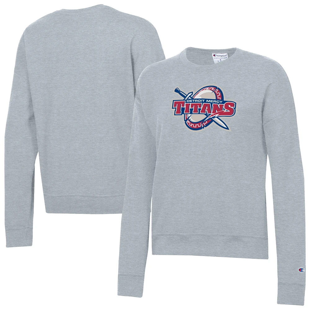 Women's Champion Gray Detroit Mercy Titans Powerblend Pullover Sweatshirt