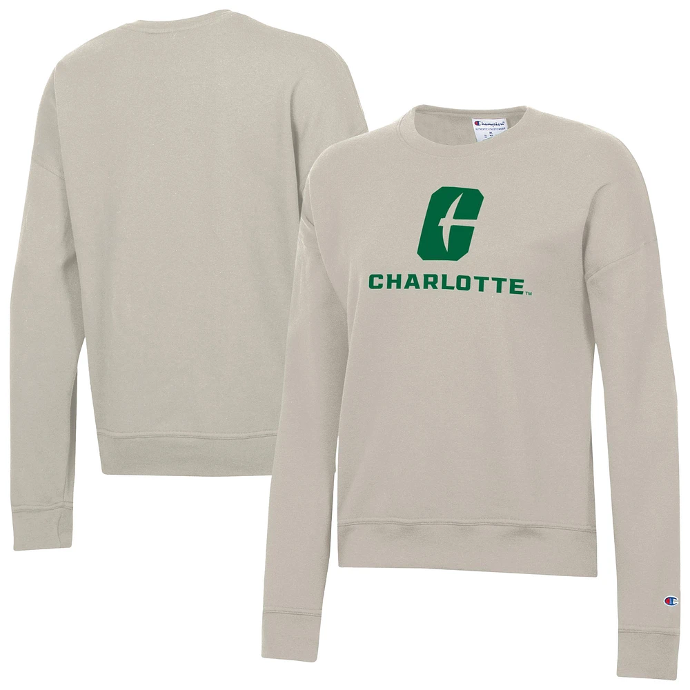 Women's Champion Oatmeal Charlotte 49ers Powerblend Pullover Sweatshirt