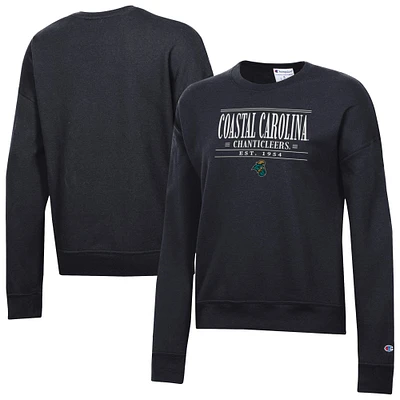 Women's Champion Black Coastal Carolina Chanticleers Powerblend Pullover Sweatshirt
