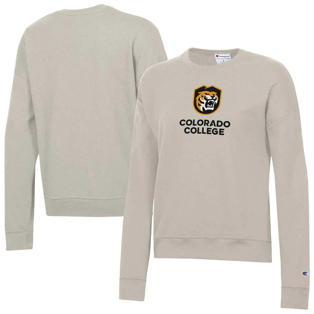 Women's Champion Oatmeal Colorado College Tigers Powerblend Pullover Sweatshirt