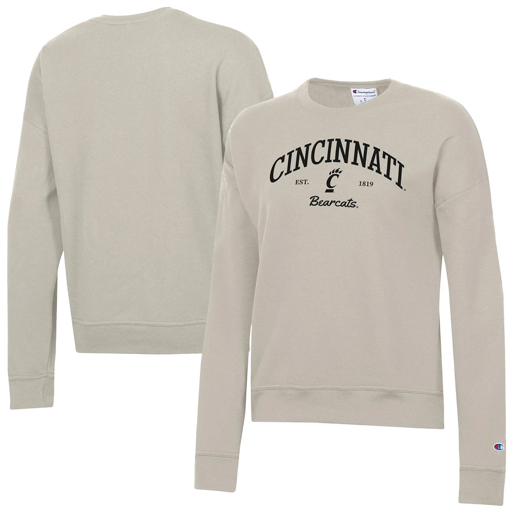 Women's Champion Oatmeal Cincinnati Bearcats Powerblend Pullover Sweatshirt