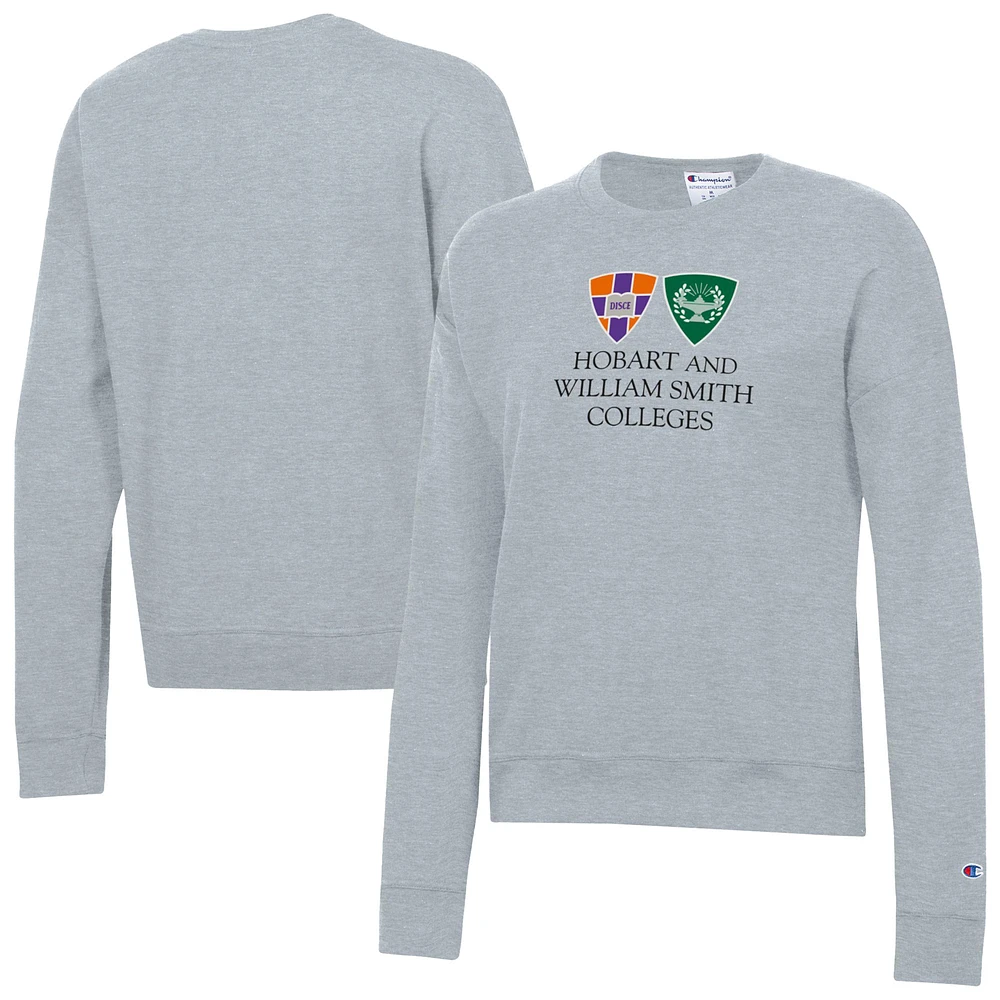 Women's Champion Gray Hobart & William Smith Colleges Powerblend Pullover Sweatshirt