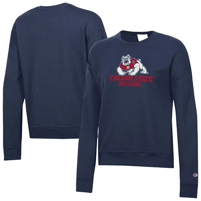 Women's Champion Navy Fresno State Bulldogs Powerblend Pullover Sweatshirt