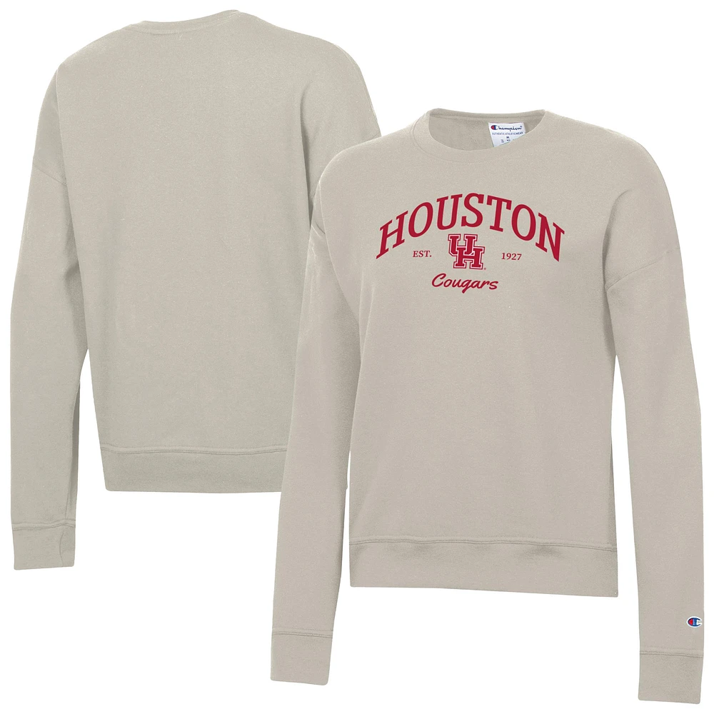 Women's Champion Oatmeal Houston Cougars Powerblend Pullover Sweatshirt