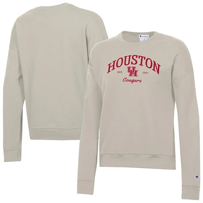 Women's Champion Oatmeal Houston Cougars Powerblend Pullover Sweatshirt