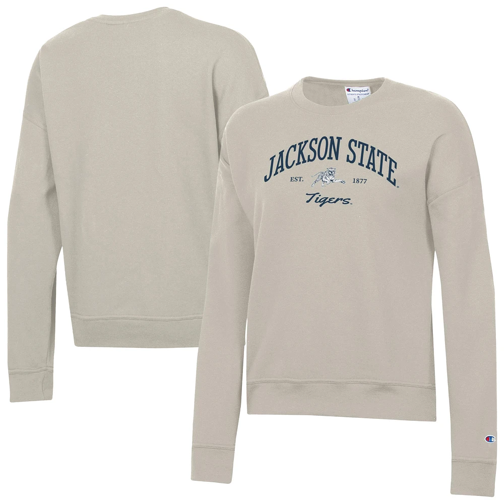 Women's Champion Oatmeal Jackson State Tigers Powerblend Pullover Sweatshirt