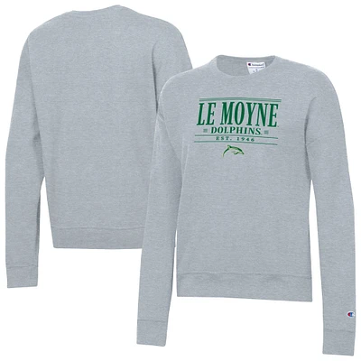 Women's Champion Gray Le Moyne Dolphins Powerblend Pullover Sweatshirt