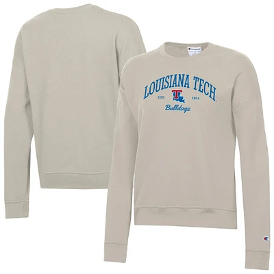 Women's Champion Oatmeal Louisiana Tech Bulldogs Powerblend Pullover Sweatshirt
