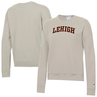Women's Champion Oatmeal Lehigh Mountain Hawks Powerblend Pullover Sweatshirt
