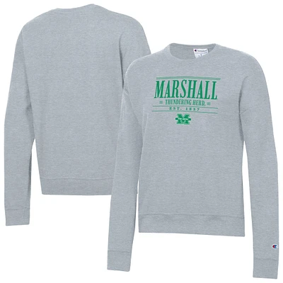 Women's Champion Gray Marshall Thundering Herd Powerblend Pullover Sweatshirt