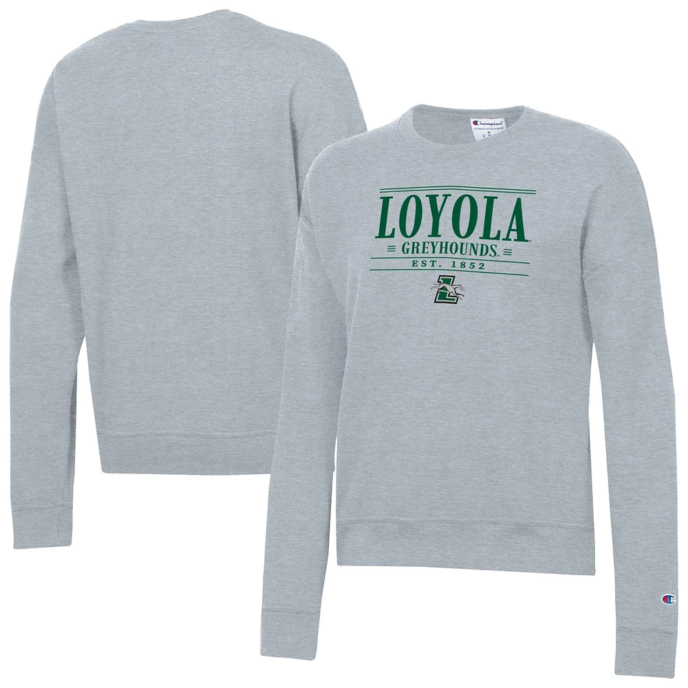Women's Champion Gray Loyola Greyhounds Powerblend Pullover Sweatshirt