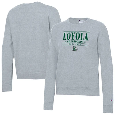 Women's Champion Gray Loyola Greyhounds Powerblend Pullover Sweatshirt