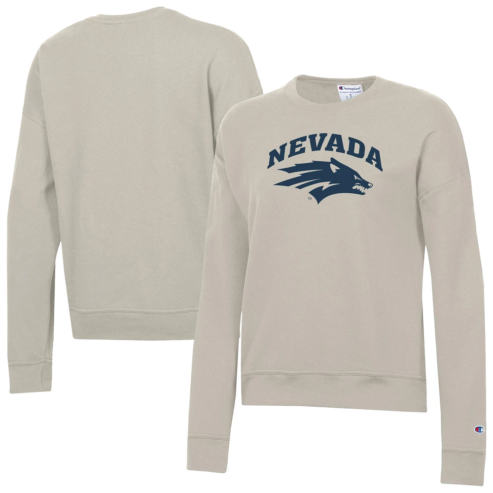 Women's Champion Oatmeal Nevada Wolf Pack Powerblend Pullover Sweatshirt