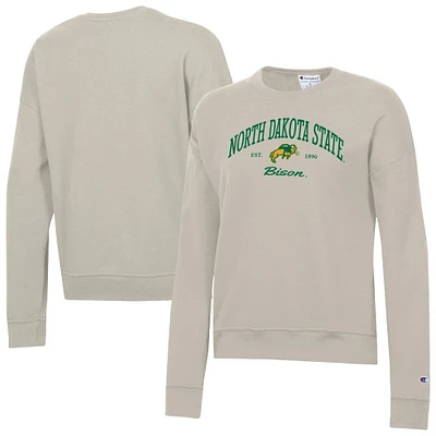 Women's Champion Oatmeal NDSU Bison Powerblend Pullover Sweatshirt