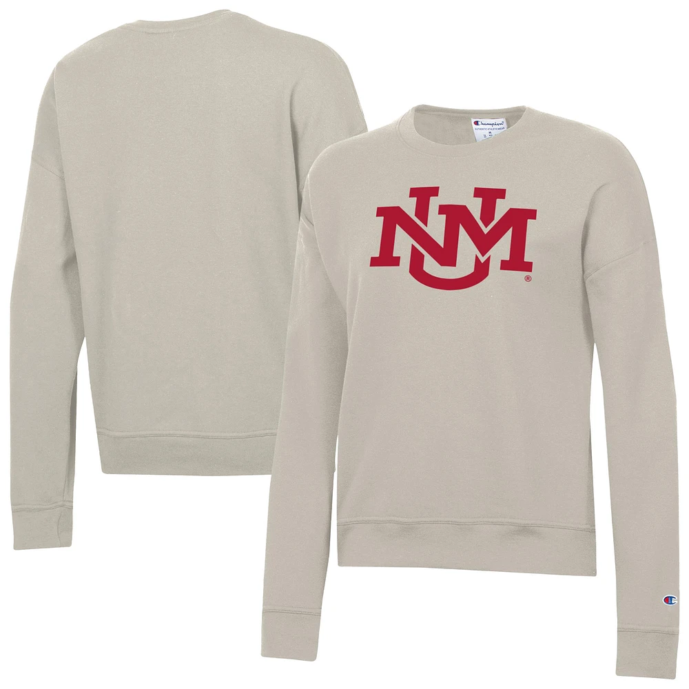 Women's Champion Oatmeal New Mexico Lobos Powerblend Pullover Sweatshirt