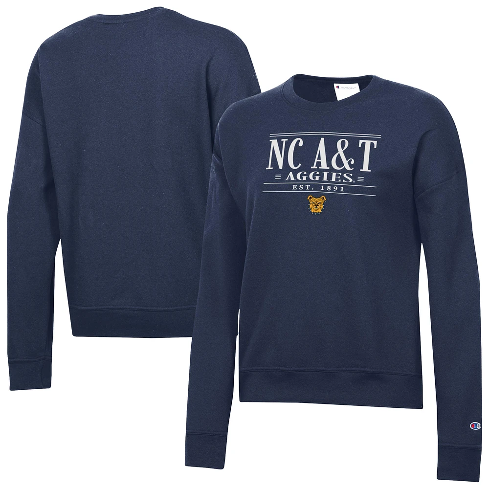 Women's Champion Navy North Carolina A&T Aggies Powerblend Pullover Sweatshirt
