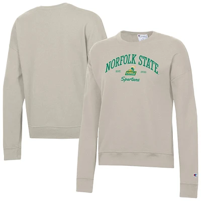 Women's Champion Oatmeal Norfolk State Spartans Powerblend Pullover Sweatshirt