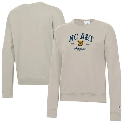 Women's Champion Oatmeal North Carolina A&T Aggies Powerblend Pullover Sweatshirt