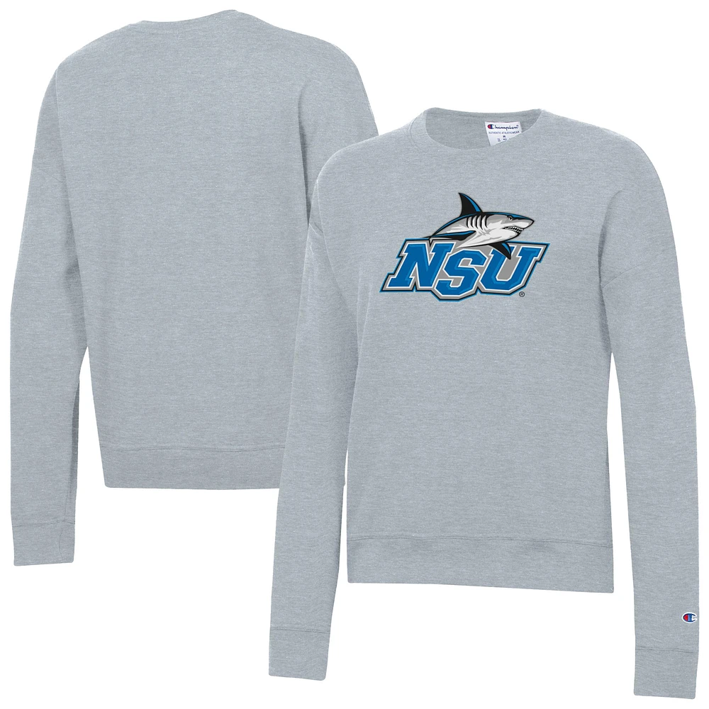 Women's Champion Gray Nova Southeastern Sharks Powerblend Pullover Sweatshirt