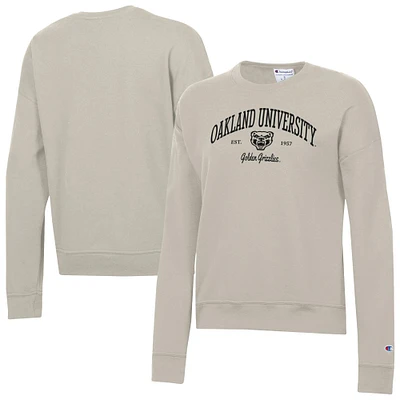 Women's Champion Oatmeal Oakland Golden Grizzlies Powerblend Pullover Sweatshirt